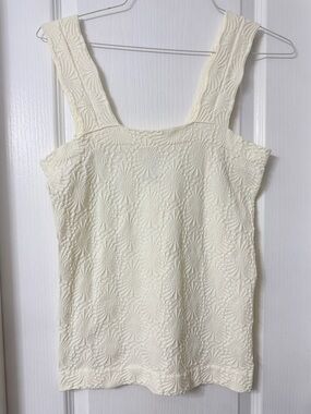 Once & Again ivory cami square neck textured jacquard floral Size L/XL